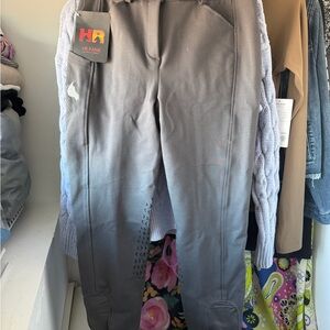Gray HR Farm Horse Riding Pants with Silicone Knee Patch Womens 30 NWT